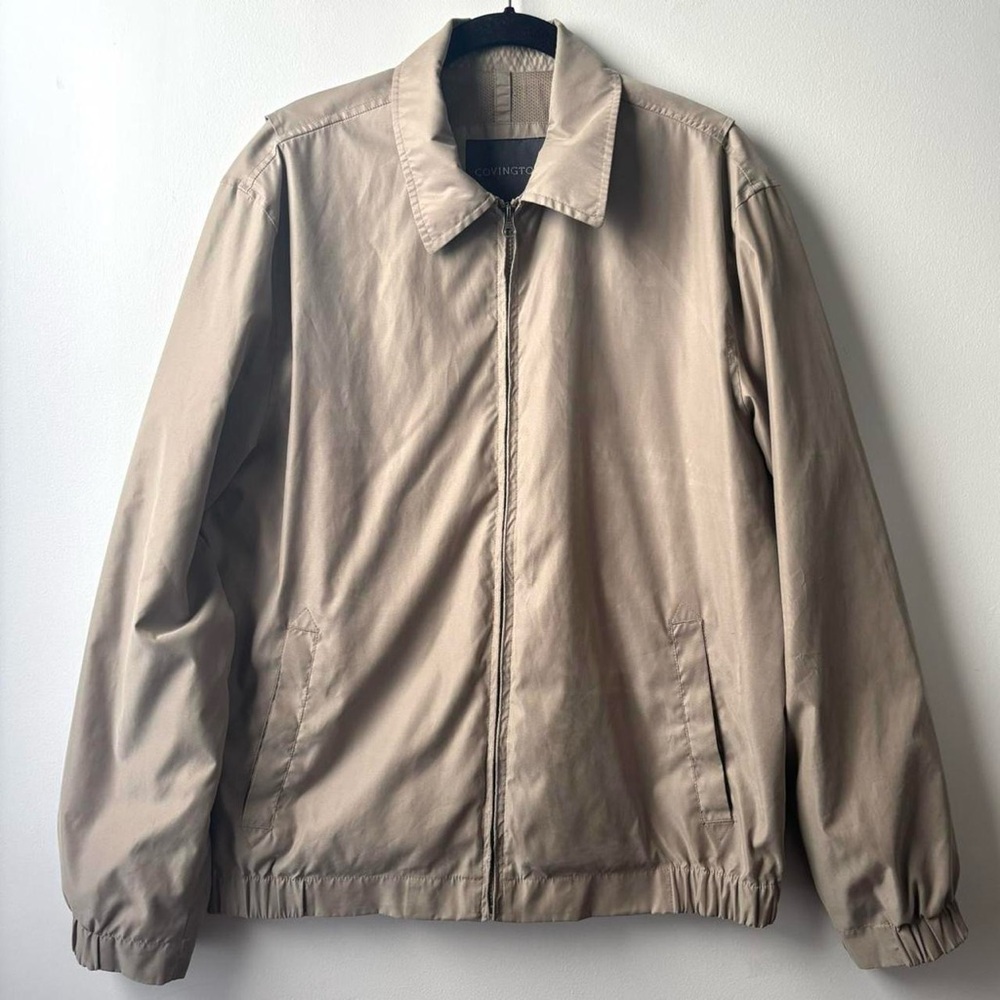Covington light khaki green brown zip up jacket